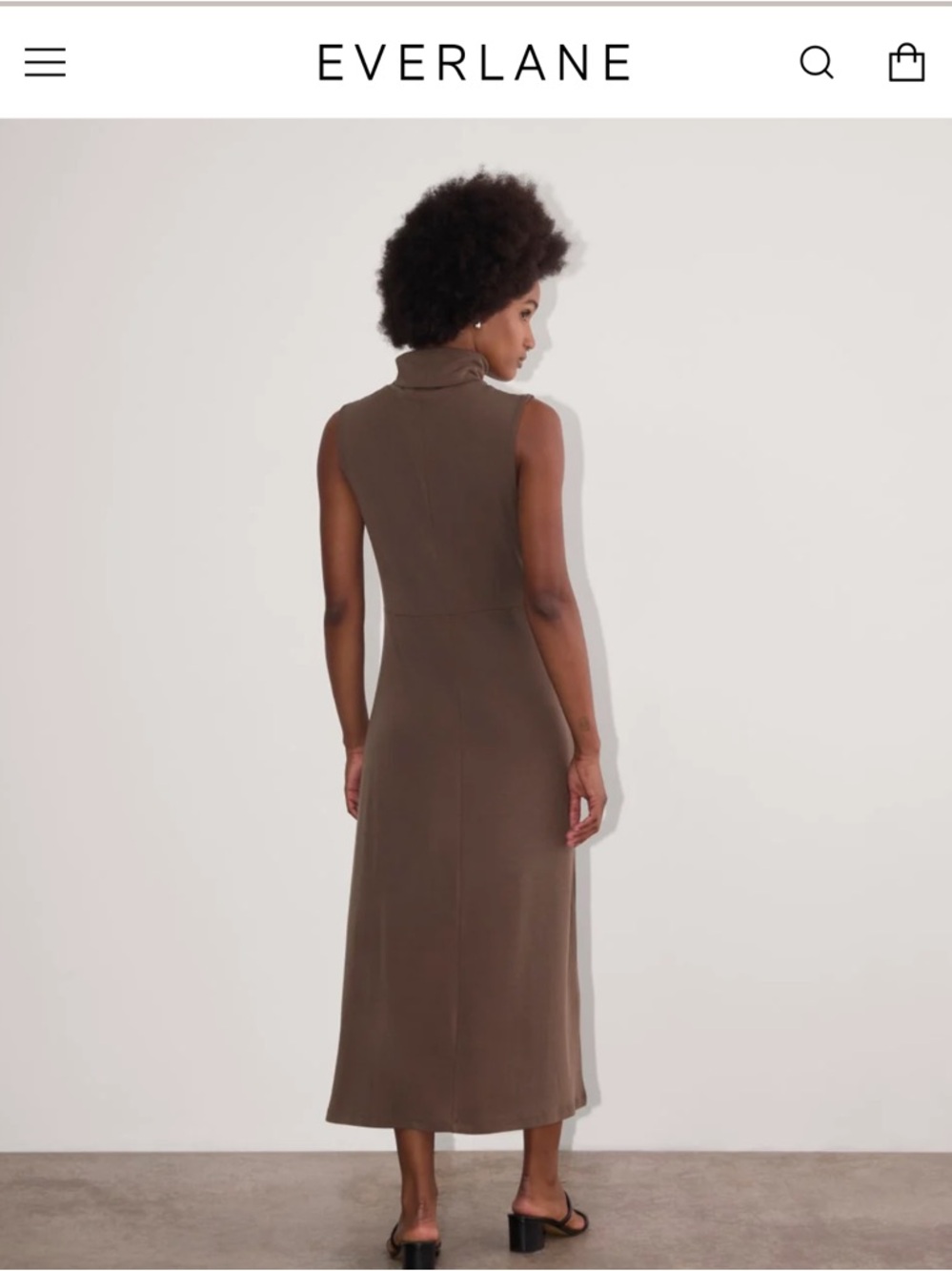 NWT Everlane Madison midi dress Butterknit Espresso turtleneck soft minimalist S - Picture 8 of 16